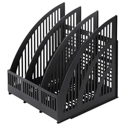 Лоток вертикальный для бумаг BRAUBERG "Energy", 250 мм, 3 отделения, сетчатый, сборный, черный, 237017 - фото 15055674