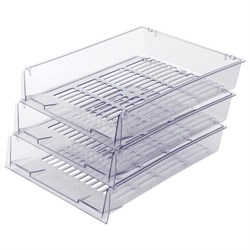 Лотки горизонтальные для бумаг, КОМПЛЕКТ 3 шт., 340х270х70 мм, прозрачный, BRAUBERG "Office", 237258 - фото 15055692