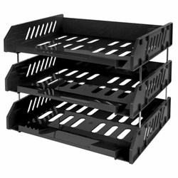 Лотки горизонтальные для бумаг, КОМПЛЕКТ 3 шт., 335х232х246 мм, черный, BRAUBERG EXPERT, 238107 - фото 15055758