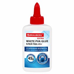 Клей ПВА, усиленный, BRAUBERG Extra (бумага, фотографии, картон, дерево), 45 г, 271938 - фото 15055945