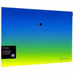 Папка-конверт с кнопкой BRAUBERG "Grade", А4, до 100 листов, зелено-голубой градиент, 0,18 мм, 271962 - фото 15055953