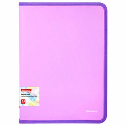 Папка объемная на молнии пластиковая BRAUBERG PASTEL, А4, 330х240 мм, 600 мкм, цвет лиловый, 271971 - фото 15055959
