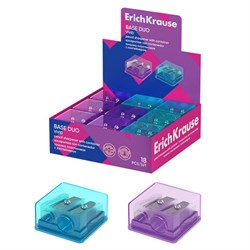 Точилка ERICH KRAUSE "Base Duo Vivid", с контейнером, пластиковая, корпус ассорти, 60081 - фото 15056155