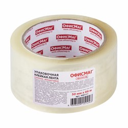 Клейкая лента упаковочная, 50 мм х 66 м, прозрачная, УСИЛЕННАЯ, МОРОЗОСТОЙКАЯ, толщина 50 микрон, ОФИСМАГ, 440111 - фото 15057858