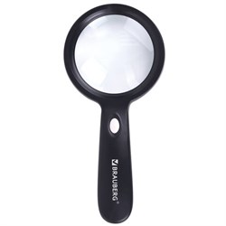 Лупа просмотровая с LED-ПОДСВЕТКОЙ, диаметр 90 мм, увеличение 10, корпус черный, BRAUBERG, 455928 - фото 15057952