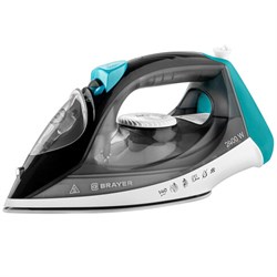 Утюг BRAYER BR4008, 2400 Вт, керамическое покрытие, автоотключение, самоочистка, антикапля, серый - фото 15058043