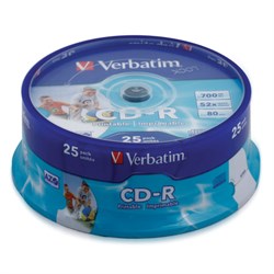 Диск CD-R VERBATIM 700 Mb 52x Cake Box (упаковка на шпиле), КОМПЛЕКТ 25 шт. - фото 15058265