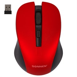 Мышь беспроводная с бесшумным кликом SONNEN V18, USB, 800/1200/1600 dpi, 4 кнопки, красная, 513516 - фото 15058315