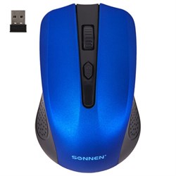 Мышь беспроводная SONNEN V99, USB, 1000/1200/1600 dpi, 4 кнопки, оптическая, синяя, 513530 - фото 15058319