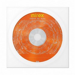 Диск DVD+R (плюс) MIREX, 4,7 ГБ, 16x, бумажный конверт, 1 штука, UL130013A1C - фото 15058376