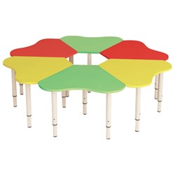 Стол детский "Ромашка", 6 лепестков, 1300х1300х400-580 мм, регулируемый, рост 0-3 (85-145 см), 3 цвета - фото 15058452