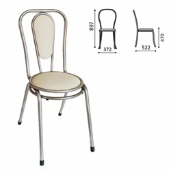 Стул для столовых, кафе, дома РС06, серебристый каркас, кожзам бежевый - фото 15058561
