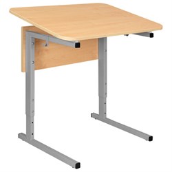Стол-парта 1-местный, регулируемый угол, СУТ.54-01, 600х500х640-780 мм, рост 4-6, серый каркас, ЛДСП клён - фото 15058688