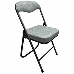 Стул складной для дома и офиса РС04К комфорт, черный каркас, рогожка светло-серая - фото 15058774