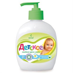 Мыло-крем жидкое 280 мл, ДЕТСКОЕ, "Ромашка", дозатор, 5005 - фото 15058880