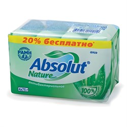 Мыло туалетное антибактериальное 300 г ABSOLUT (Абсолют) КОМПЛЕКТ 4 шт. х 75 г "Алоэ",без триклозана, 6065 - фото 15058892