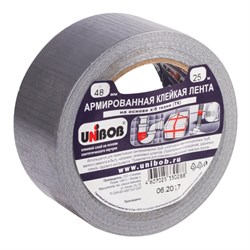 Клейкая лента АРМИРОВАННАЯ 48 мм х 25 м, ТКАНЕВАЯ ОСНОВА, прочная, европодвес, UNIBOB, 29836 - фото 15058901