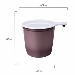 Чашка одноразовая для чая и кофе 200 мл, КОМПЛЕКТ 50 шт., пластик, бело-коричневые, ПП, LAIMA, 600940 - фото 15058909