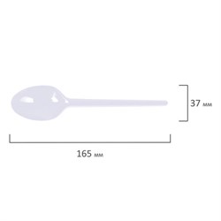 Ложка столовая одноразовая пластиковая 165 мм, белая, КОМПЛЕКТ 100 шт., БЮДЖЕТ, LAIMA, 600947 - фото 15058912