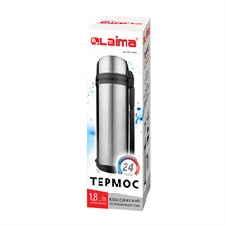Термос LAIMA классический с узким горлом, 1,8 л, нержавеющая сталь, пластиковая ручка, 601405 - фото 15058936