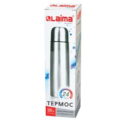 Термос LAIMA классический с узким горлом, 0,5 л, нержавеющая сталь, 601412 - фото 15058937
