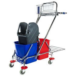 Тележка уборочная BRABIX, 2-съемных ведра по 15 л, отжим, корзина, держатель для мусорного мешка с поддерживающей платформой, 601500 - фото 15058953