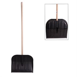 Лопата снеговая 46х40 см "НОМЕР 2" пластиковая, ДЕРЕВЯННЫЙ черенок 120 см, армирующая алюминиевая планка, № 2, 603556 - фото 15059062