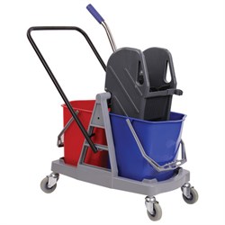 Тележка уборочная BRABIX, 2 съемных ведра 17 л, механический отжим, пластиковый каркас, 606660 - фото 15059320