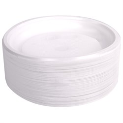 Одноразовые тарелки десертные, КОМПЛЕКТ 100 шт., пластик, d=165 мм, СТАНДАРТ, белые, ПП, холодное/горячее, LAIMA, 607388 - фото 15059351