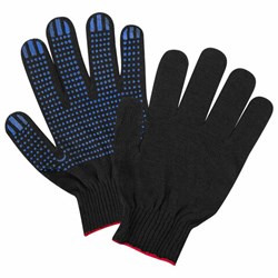 Перчатки хлопчатобумажные, КОМПЛЕКТ 100 ПАР, 10 класс, 40-42 г, 116 текс, ПВХ-точка, LAIMA ЛЮКС ЧЕРНЫЕ, 608677 - фото 15059549