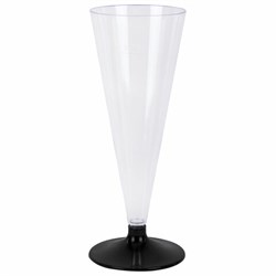 Бокал одноразовый 150 мл для шампанского "Конус" пластиковый, черная низкая ножка, ВЗЛП, 1010П/Ч - фото 15059675