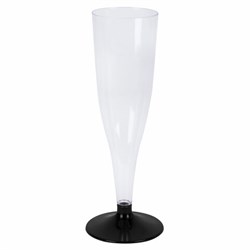 Бокал одноразовый 150 мл для шампанского "Флюте" пластиковый, черная низкая ножка, ВЗЛП, 1009П/Ч - фото 15059676