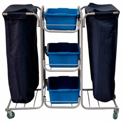 Тележка уборочная Eco-Force МНОГОФУНКЦИОНАЛЬНАЯ (отель, кафе, столовые, офис), 3 поддона, 2 держателя и основания для мешка, 2 мешка, 26EF/4 - фото 15059761