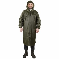 Дождевик-плащ хаки С КАРМАНАМИ многоразовый на молнии, размер 60-62, рост 170-176, ГРАНДМАСТЕР, 610885 - фото 15059843
