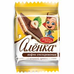 Вафли "Аленка" с молочной начинкой и орехами в индивидуальных упаковках, гофрокороб 1,38 кг, ТК23396 - фото 15059956