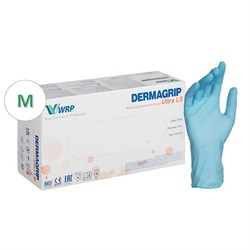 Перчатки нитриловые смотровые, 100 пар (200 штук), повышенная чувствительность, размер 7-8, M (средний), DERMAGRIP Ultra, D1102-27 - фото 15060054