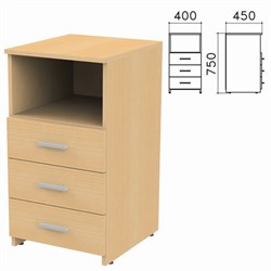 Тумба приставная "Канц", 400х450х750 мм, 3 ящика, полка, цвет бук невский, ТК31.10 - фото 15060199