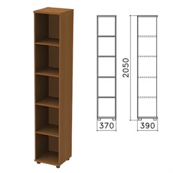 Шкаф (стеллаж) "Монолит", 370х390х2050 мм, 4 полки, цвет орех гварнери, КМ45.3 - фото 15060237