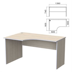 Стол письменный эргономичный "Бюджет", 1360х900х740 мм, левый, дуб шамони светлый, 402662-430 - фото 15060277