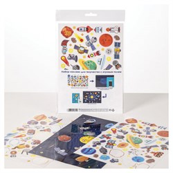 Наклейки бумажные с игровым полем НАБОР, 2 листа, 184 наклеек, "Космическое приключение", HATBER, 2Н5н - фото 15060643