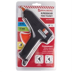 Клеевой пистолет, 40 Вт, для стержня 11 мм, BRAUBERG, в блистере, 670323 - фото 15060679