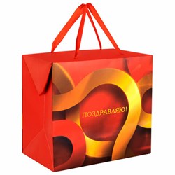Пакет-коробка подарочный (1 штука) ассорти "Поздравляю", 22,5х13,5х20 см, тиснение фольгой, ламинация, 90085, 90081, 90085 - фото 15060857