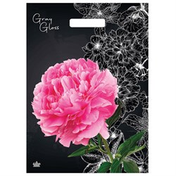 Пакет с вырубной ручкой ПВД, 43х31,5 см, "Грэй Глосс Пион", 50 мкм, н00212038 - фото 15060911