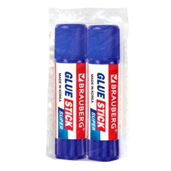 Клей-карандаш 15 г, BRAUBERG SUPER, ВЫГОДНАЯ УПАКОВКА, КОМПЛЕКТ 2 штуки в пакете, ЮЖНАЯ КОРЕЯ, 881033 - фото 15060983