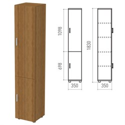 Шкаф закрытый "Канц", 350х350х1830 мм, цвет орех пирамидальный (КОМПЛЕКТ) - фото 15061003