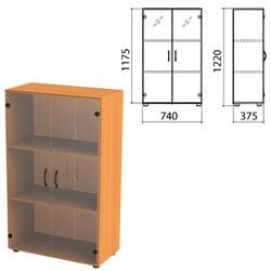 Шкаф закрытый со стеклом "Фея", 740х375х1220 мм, цвет орех милан (КОМПЛЕКТ) - фото 15061019