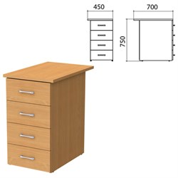 Тумба приставная "Монолит", 450х700х750 мм, цвет бук бавария (КОМПЛЕКТ) - фото 15061039