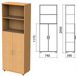 Шкаф полузакрытый "Монолит", 740х390х2050 мм, цвет бук бавария (КОМПЛЕКТ) - фото 15061044