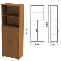Шкаф полузакрытый "Монолит", 740х390х2050 мм, цвет орех гварнери (КОМПЛЕКТ) - фото 15061045