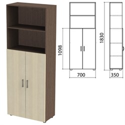 Шкаф полузакрытый "Канц", 700х350х1830 мм, цвет венге/дуб молочный (КОМПЛЕКТ) - фото 15061160